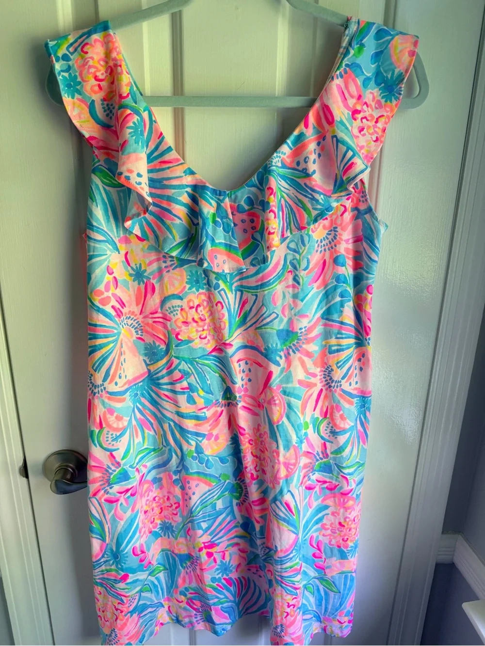 Lily Pulitzer Vibrant Tropical Ruffle Sundress - Pink & Blue Floral - Picture 6 of 6